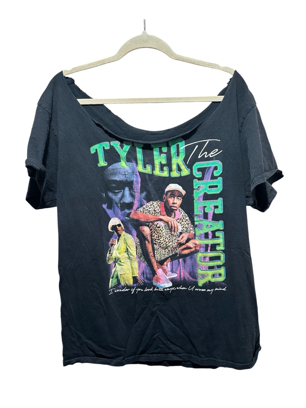Tyler The Creator Graphic Band Tee in Black with Neon Green & Purple Size XL